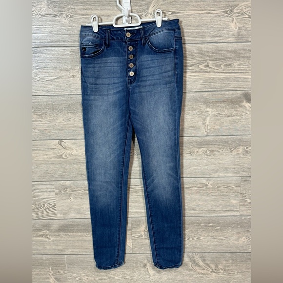 KanCan High Rise Button Fly Skinny Jeans Size 5/26 Medium Wash - Picture 8 of 10